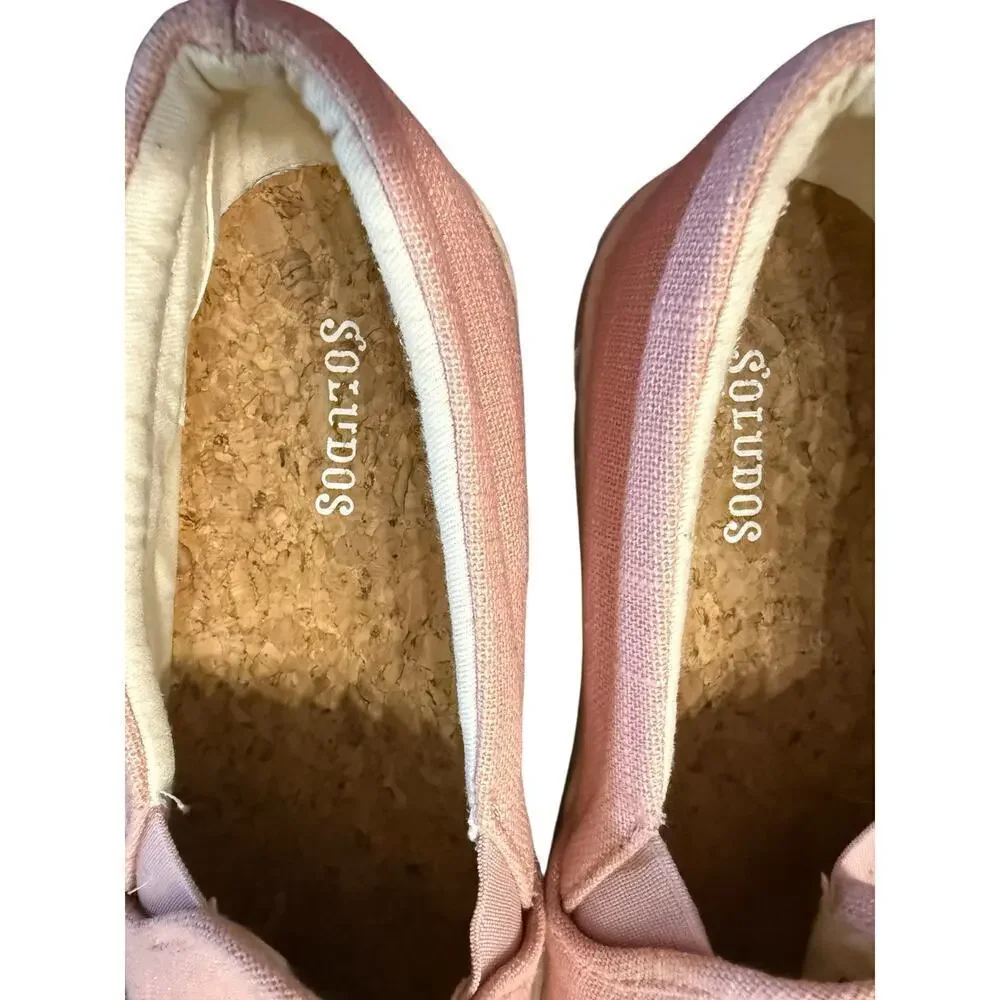 Soludos Llama Embroidered Pink Linen Slip-On Sneakers Women’s 7.5
